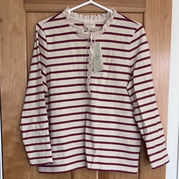 Sezane Gaël Marinière in Ecru/Rosewood, Size XL - Picture 2 of 6